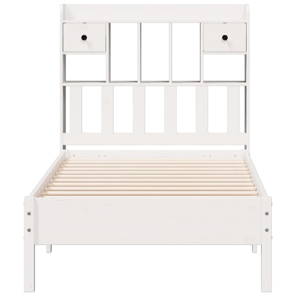 Bookcase Bed without Mattress White 90x190 cm Single Solid Wood Pine