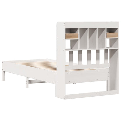 Bookcase Bed without Mattress White 90x190 cm Single Solid Wood Pine