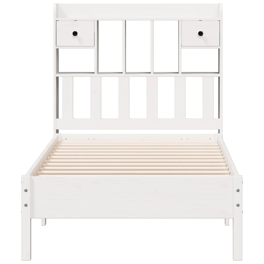 Bookcase Bed without Mattress White 75x190 cm Small Single Solid Wood Pine