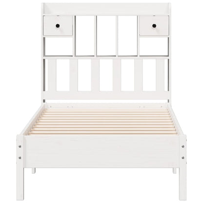 Bookcase Bed without Mattress White 75x190 cm Small Single Solid Wood Pine