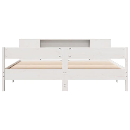 Bookcase Bed without Mattress White 200x200cm Solid Wood Pine