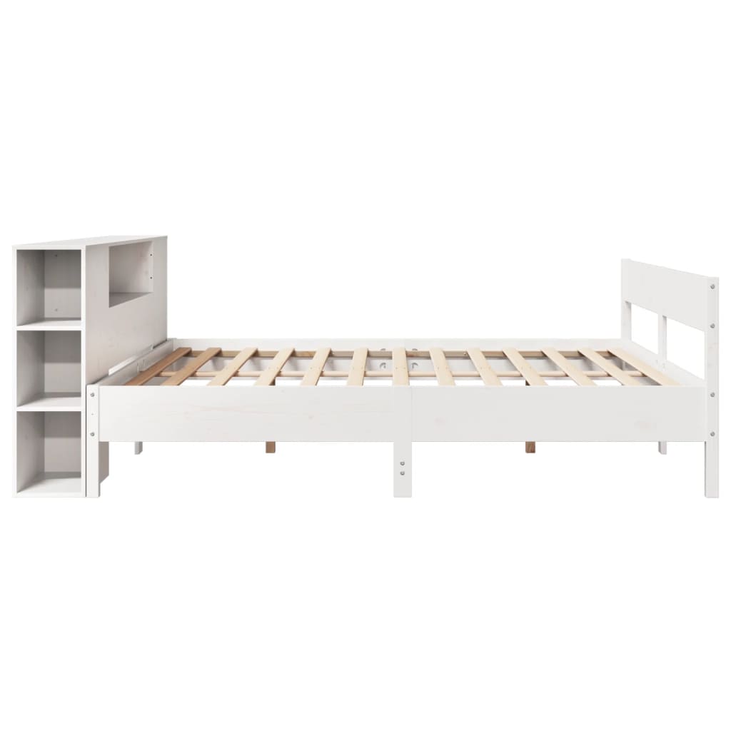 Bookcase Bed without Mattress White 200x200cm Solid Wood Pine