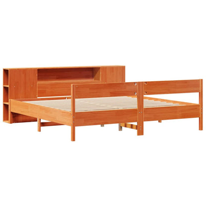 Bookcase Bed without Mattress Wax Brown 200x200cm Solid Wood Pine