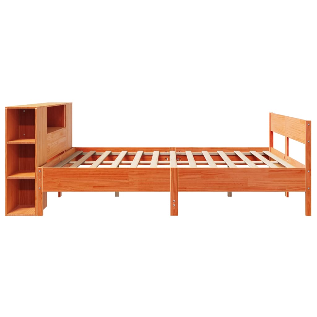 Bookcase Bed without Mattress Wax Brown 200x200cm Solid Wood Pine