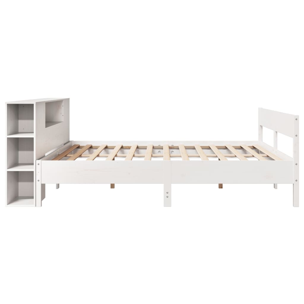 Bookcase Bed without Mattress White 180x200 cm Super King Solid Wood Pine