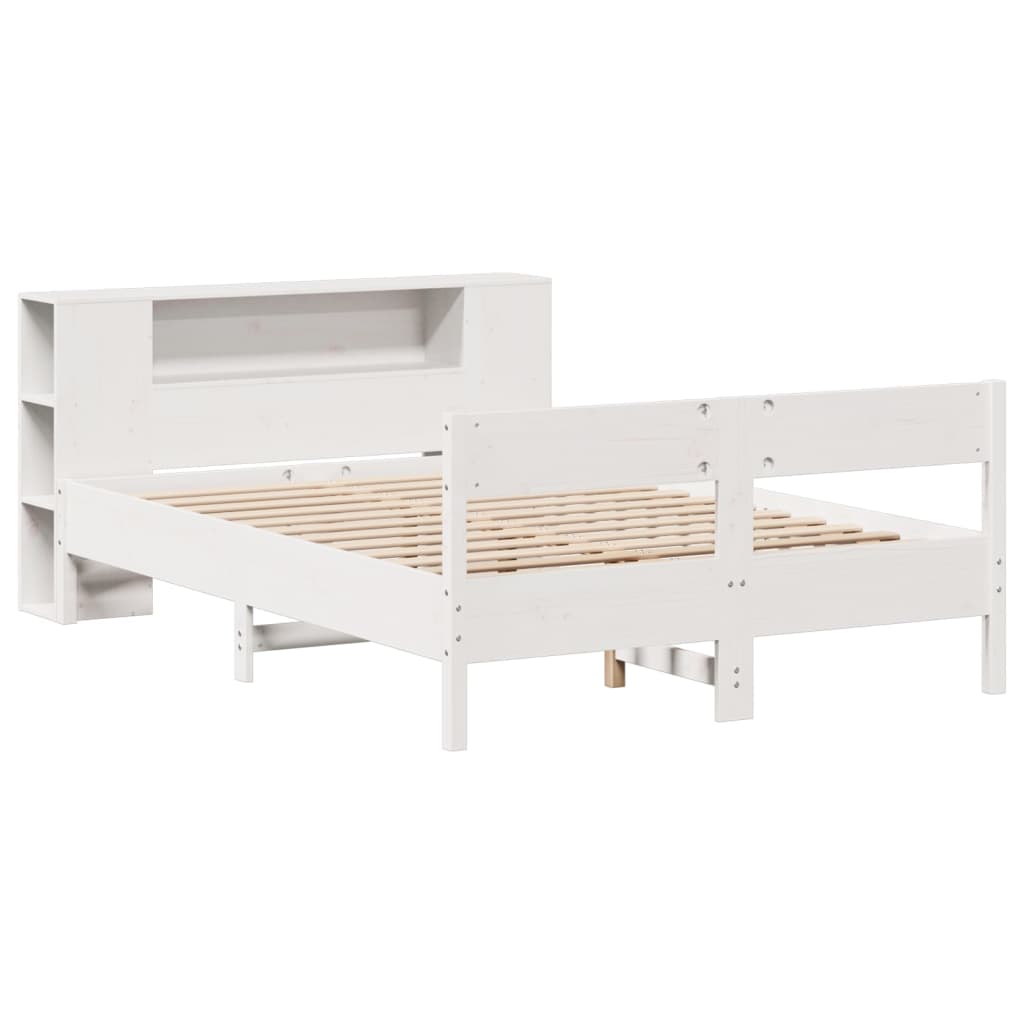 Bookcase Bed without Mattress White 160x200cm Solid Wood Pine