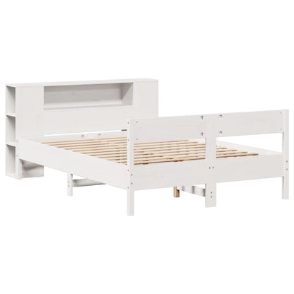 Bookcase Bed without Mattress White 160x200cm Solid Wood Pine