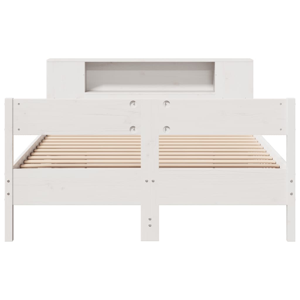 Bookcase Bed without Mattress White 160x200cm Solid Wood Pine