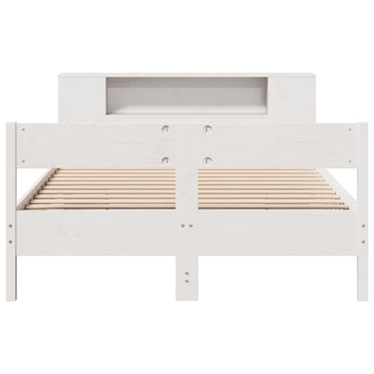 Bookcase Bed without Mattress White 160x200cm Solid Wood Pine