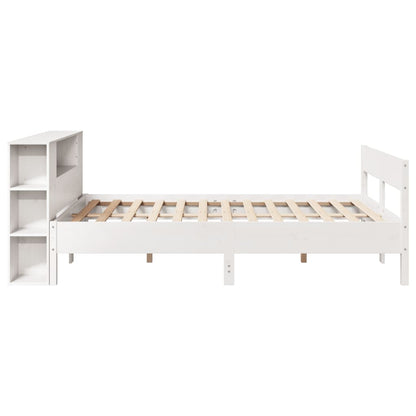 Bookcase Bed without Mattress White 160x200cm Solid Wood Pine