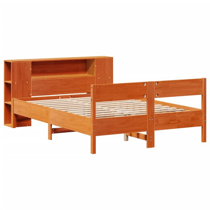 Bookcase Bed without Mattress Wax Brown 160x200cm Solid Wood Pine