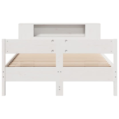 Bookcase Bed without Mattress White 150x200 cm King Size Solid Wood Pine