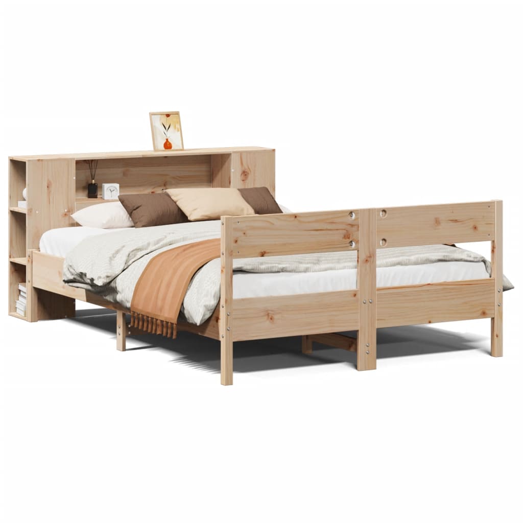 Bookcase Bed without Mattress 140x200cm Solid Wood Pine