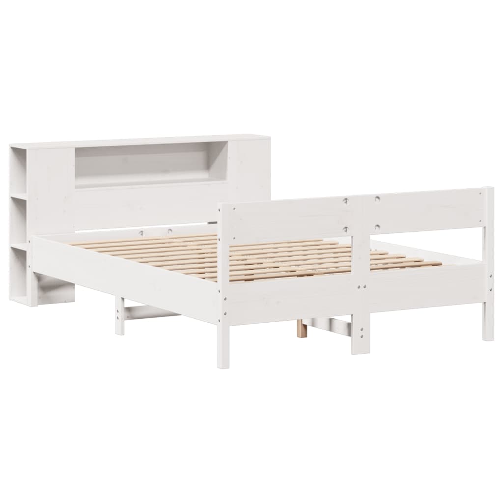 Bookcase Bed without Mattress White 140x200cm Solid Wood Pine