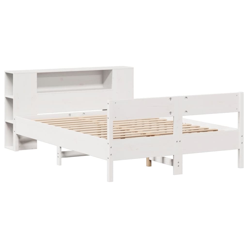 Bookcase Bed without Mattress White 120x200cm Solid Wood Pine