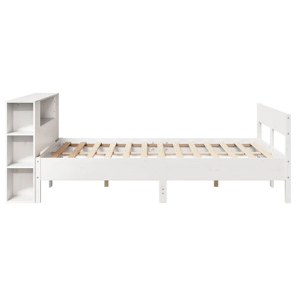 Bookcase Bed without Mattress White 140x190cm Solid Wood Pine