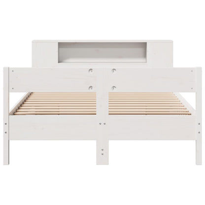 Bookcase Bed without Mattress White 135x190 cm Double Solid Wood Pine