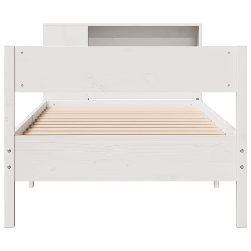 Bookcase Bed without Mattress White 100x200cm Solid Wood Pine