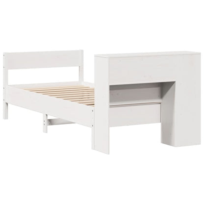 Bookcase Bed without Mattress White 100x200cm Solid Wood Pine