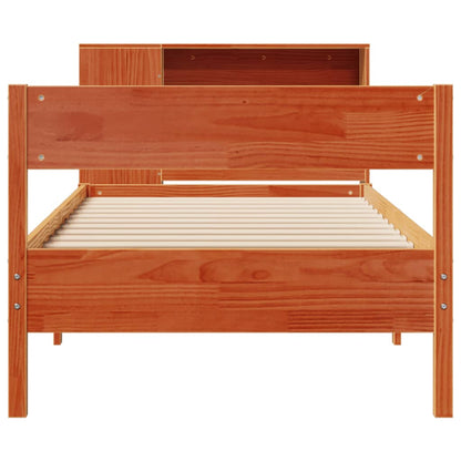 Bookcase Bed without Mattress Wax Brown 100x200cm Solid Wood Pine