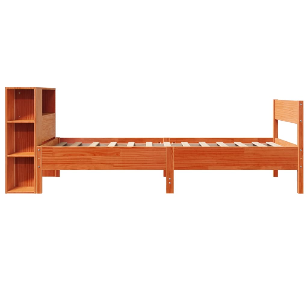 Bookcase Bed without Mattress Wax Brown 100x200cm Solid Wood Pine