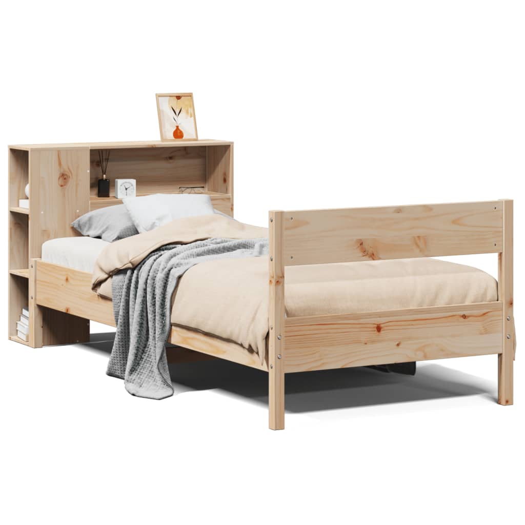 Bookcase Bed without Mattress 90x200cm Solid Wood Pine