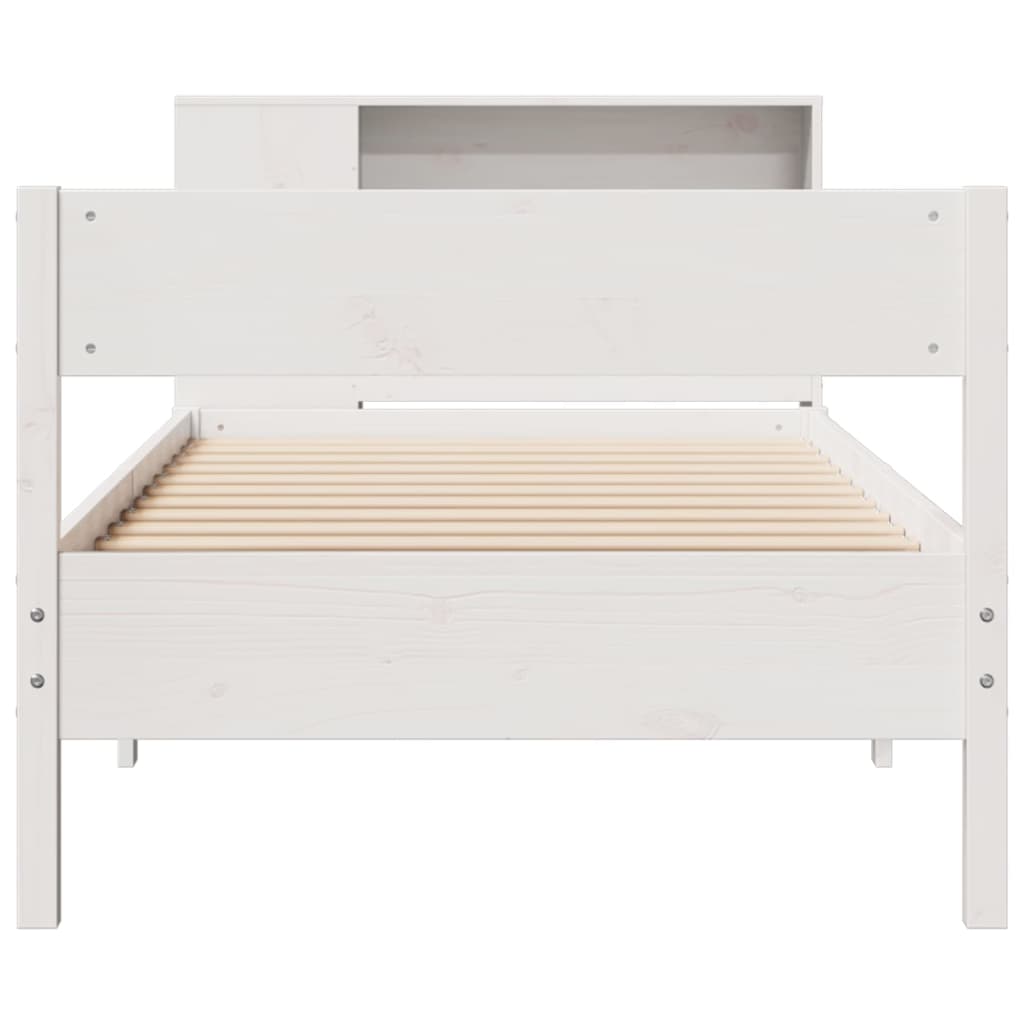 Bookcase Bed without Mattress White 90x200cm Solid Wood Pine