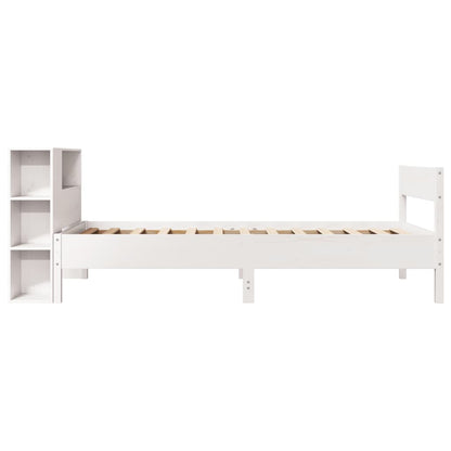 Bookcase Bed without Mattress White 90x200cm Solid Wood Pine