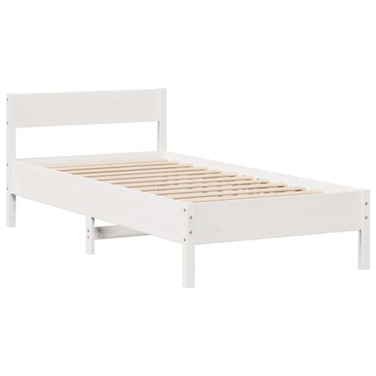 Bookcase Bed without Mattress White 90x200cm Solid Wood Pine