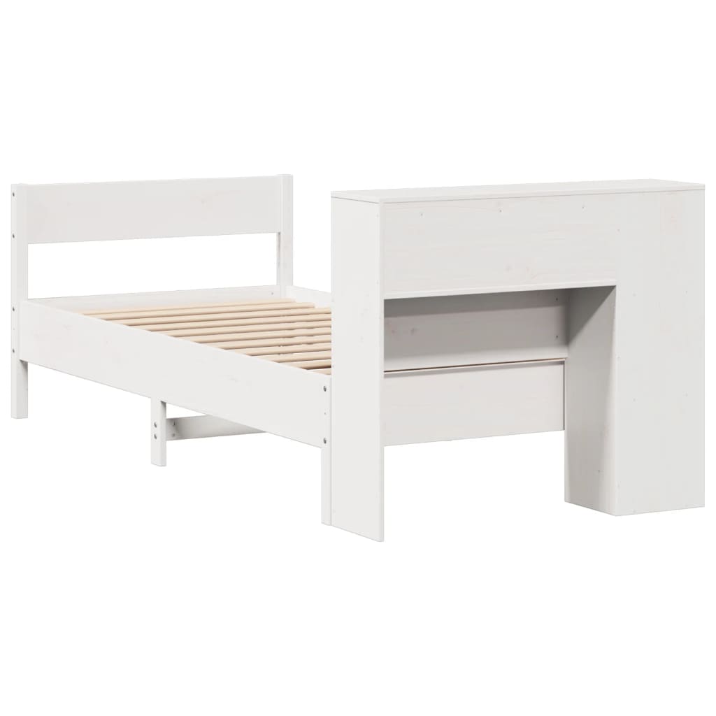 Bookcase Bed without Mattress White 90x190 cm Single Solid Wood Pine