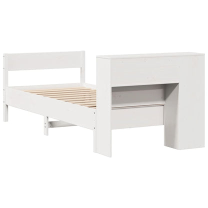 Bookcase Bed without Mattress White 90x190 cm Single Solid Wood Pine