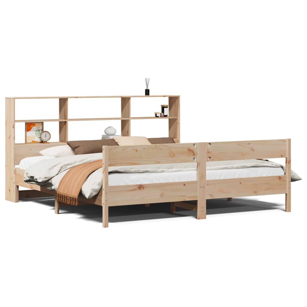 Bookcase Bed without Mattress 200x200cm Solid Wood Pine