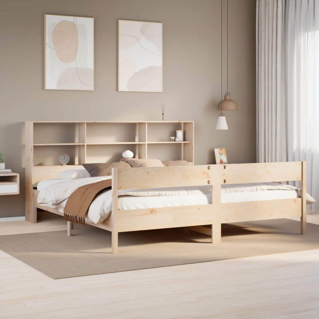 Bookcase Bed without Mattress 200x200cm Solid Wood Pine