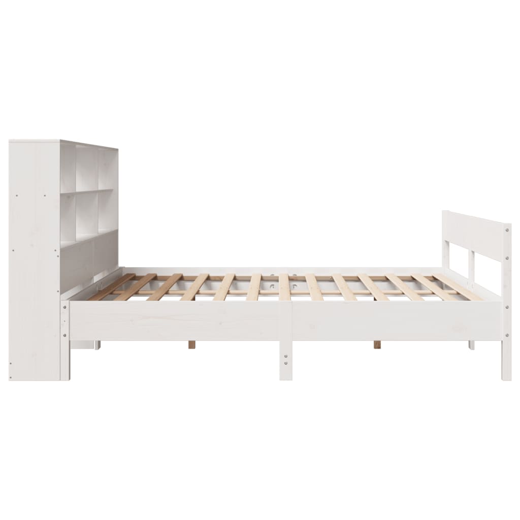 Bookcase Bed without Mattress White 200x200cm Solid Wood Pine