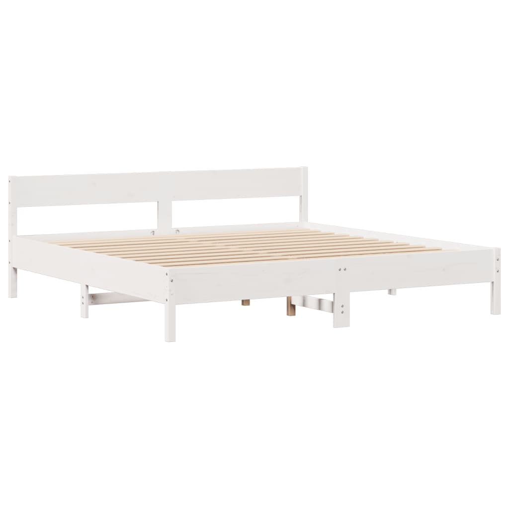 Bookcase Bed without Mattress White 200x200cm Solid Wood Pine