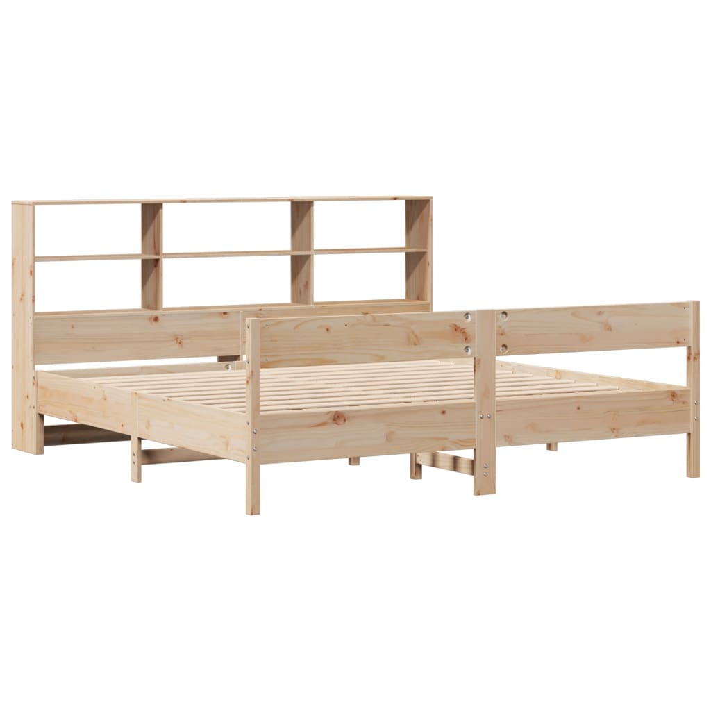 Bookcase Bed without Mattress 180x200 cm Super King Solid Wood Pine