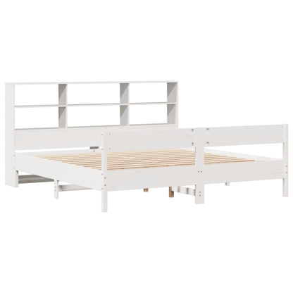 Bookcase Bed without Mattress White 180x200 cm Super King Solid Wood Pine