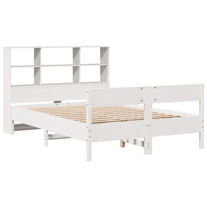 Bookcase Bed without Mattress White 160x200cm Solid Wood Pine