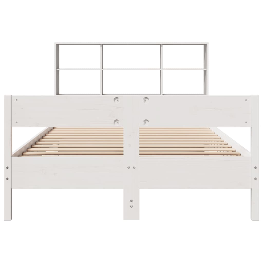 Bookcase Bed without Mattress White 160x200cm Solid Wood Pine