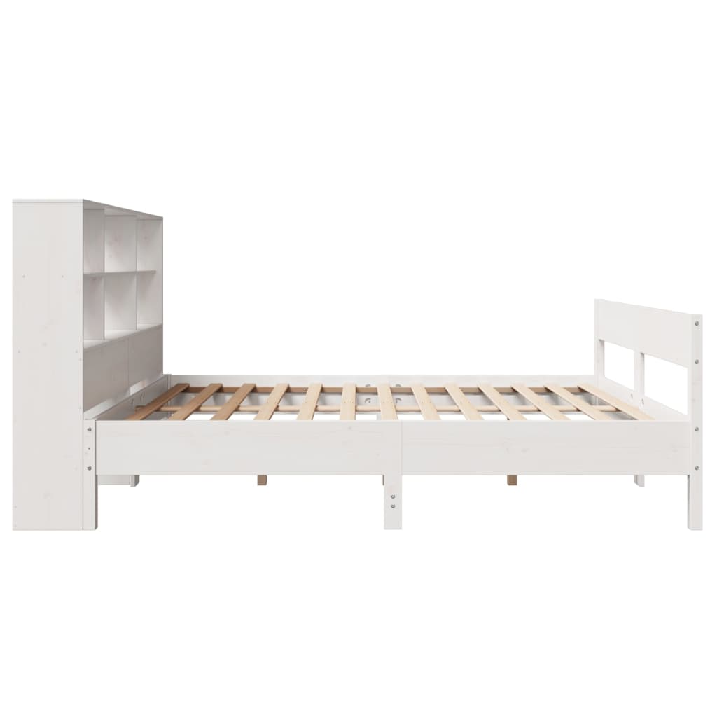 Bookcase Bed without Mattress White 160x200cm Solid Wood Pine