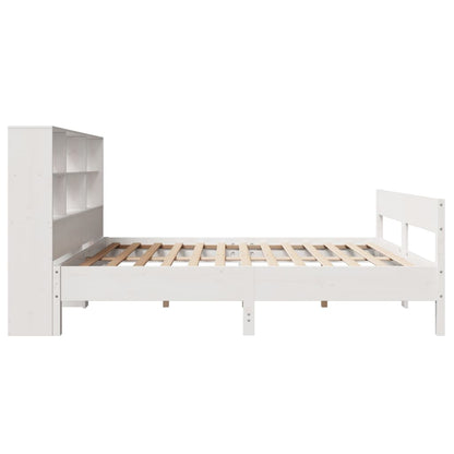 Bookcase Bed without Mattress White 160x200cm Solid Wood Pine