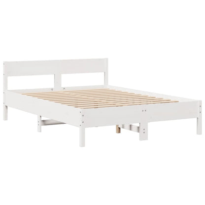 Bookcase Bed without Mattress White 160x200cm Solid Wood Pine