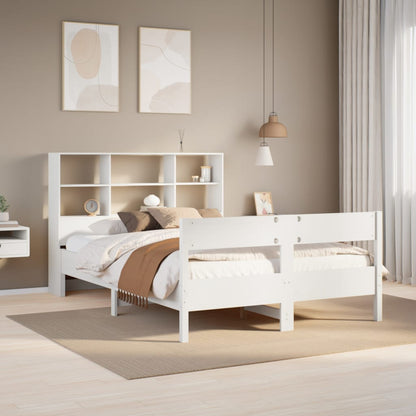 Bookcase Bed without Mattress White 160x200cm Solid Wood Pine