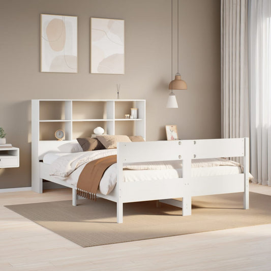 Bookcase Bed without Mattress White 160x200cm Solid Wood Pine