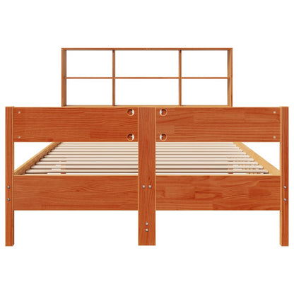 Bookcase Bed without Mattress Wax Brown 160x200cm Solid Wood Pine