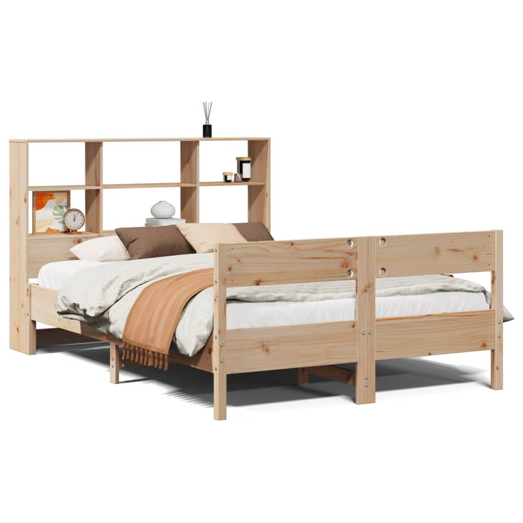 Bookcase Bed without Mattress 150x200 cm King Size Solid Wood Pine