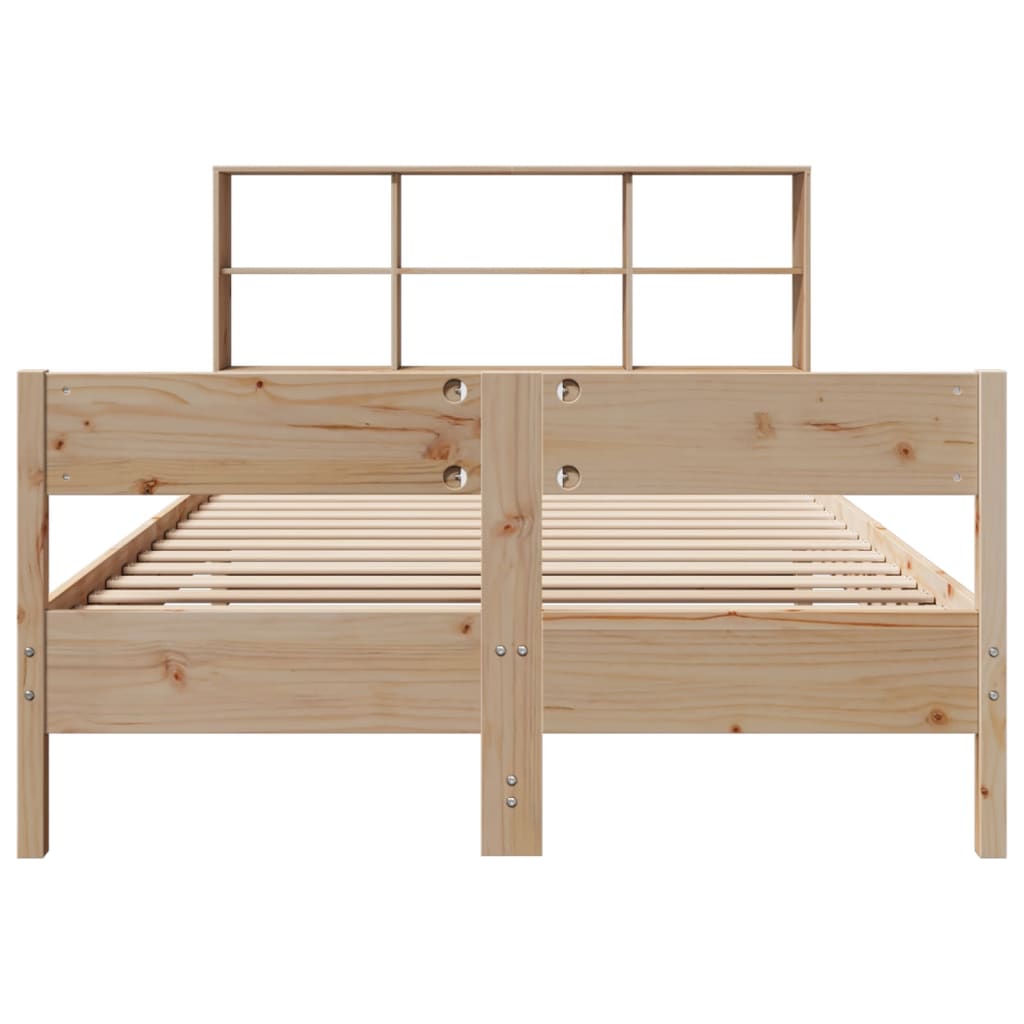 Bookcase Bed without Mattress 150x200 cm King Size Solid Wood Pine