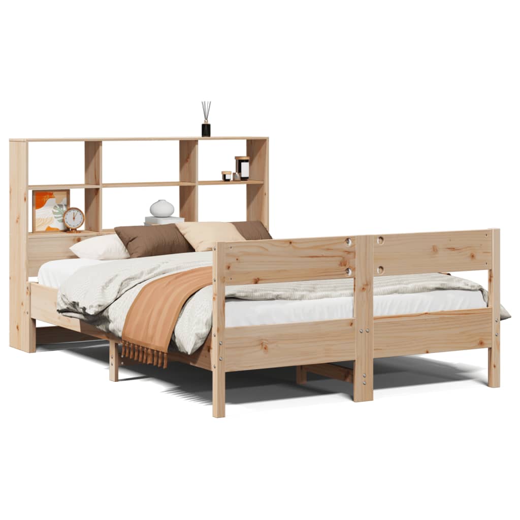 Bookcase Bed without Mattress 140x200cm Solid Wood Pine