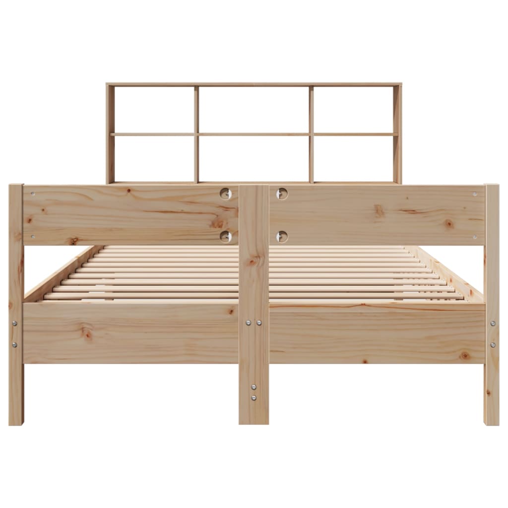 Bookcase Bed without Mattress 140x200cm Solid Wood Pine