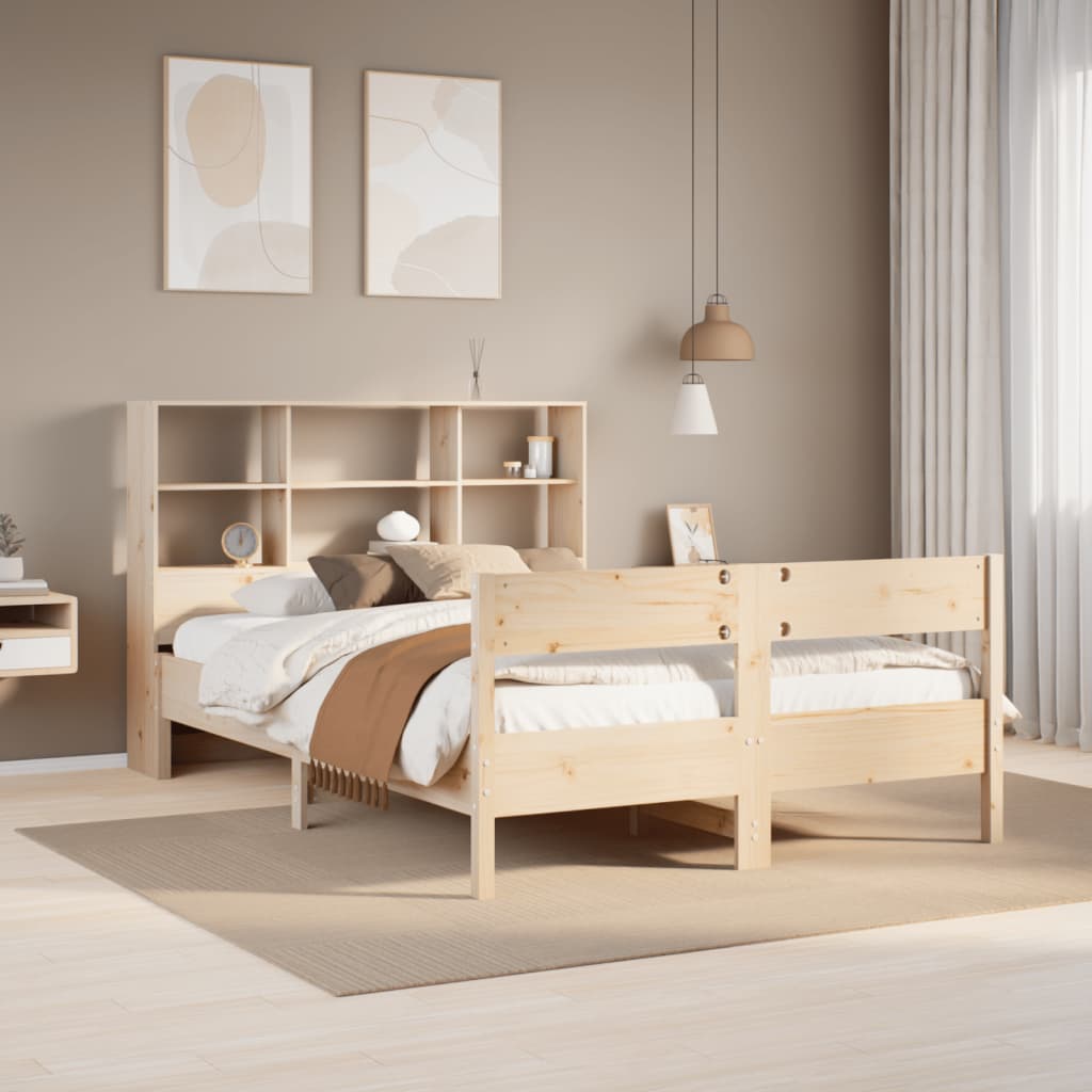 Bookcase Bed without Mattress 140x200cm Solid Wood Pine